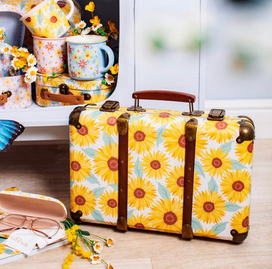 MALETA VINTAGE CON GIRASOLES- SASS & Belle