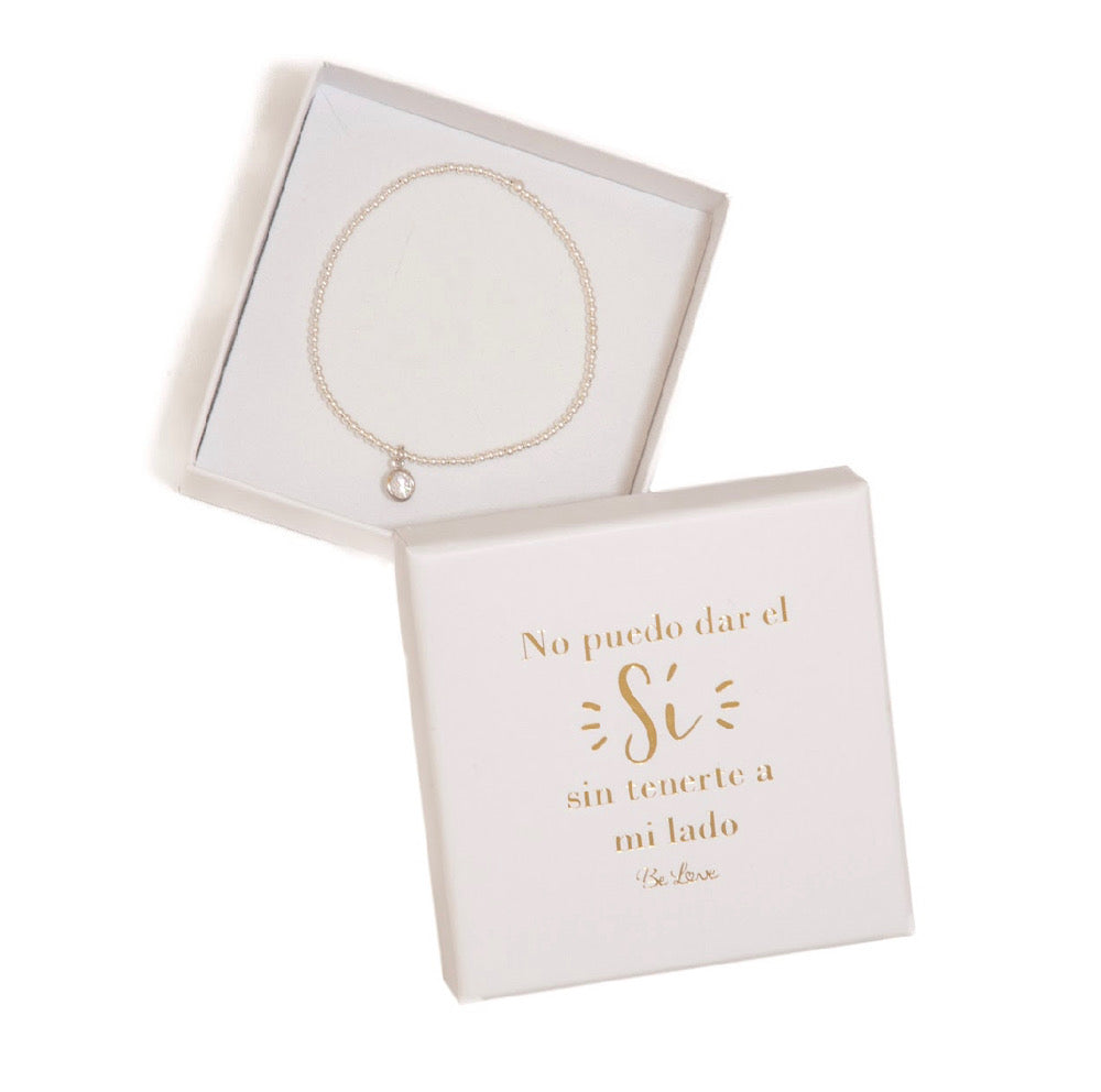 Pulsera de Plata- Circonita- No puedo dar el sí sin tenerte a mi lado- Be Love