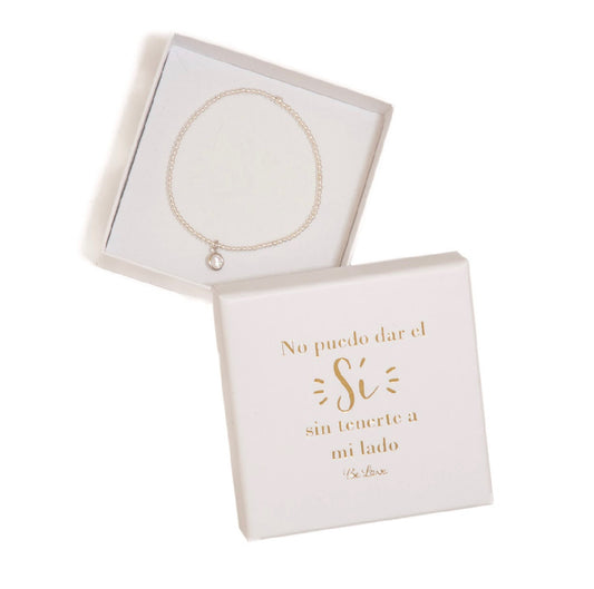 Pulsera de Plata- Circonita- No puedo dar el sí sin tenerte a mi lado- Be Love