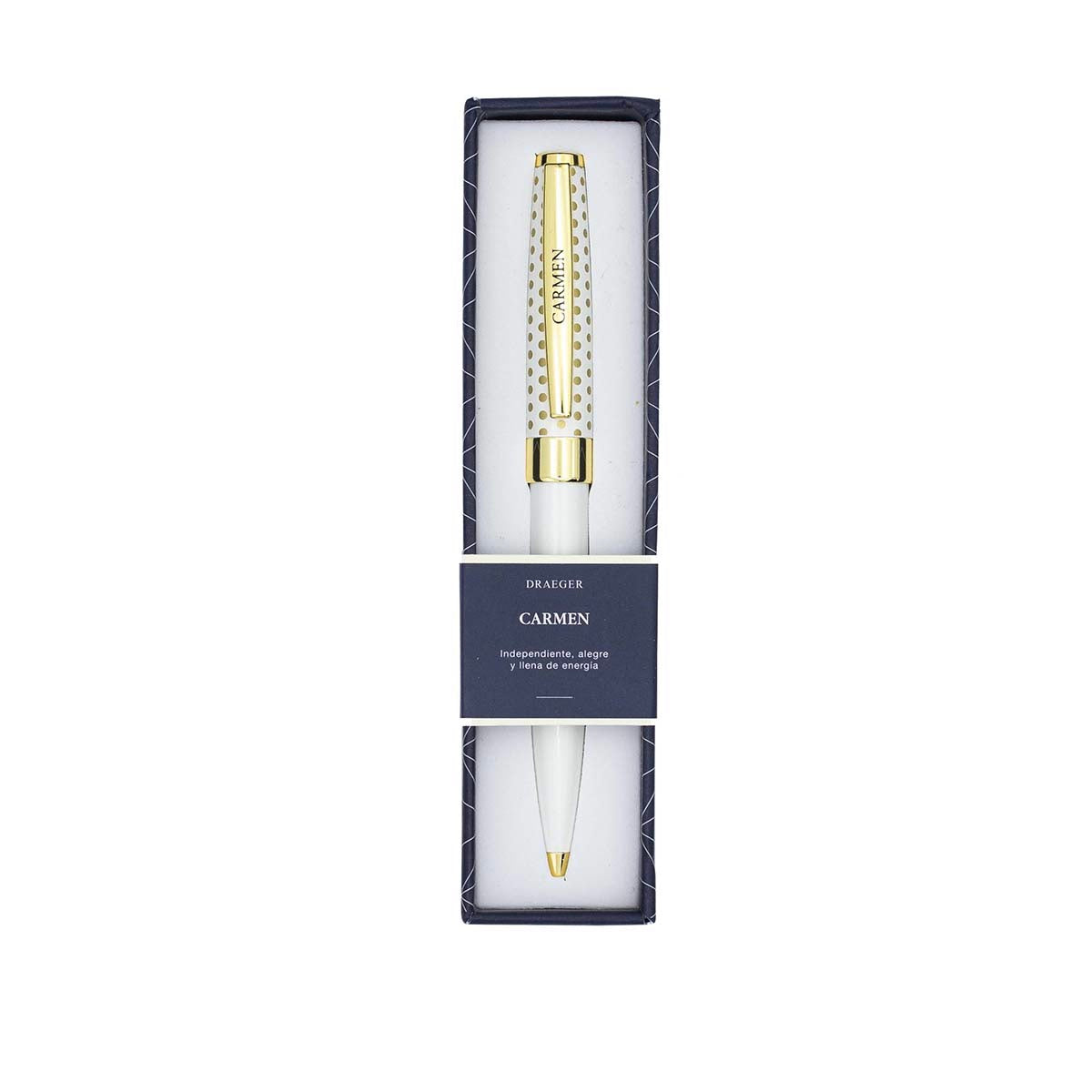 Bolígrafo CARMEN Blanco y Dorado - DRAEGER