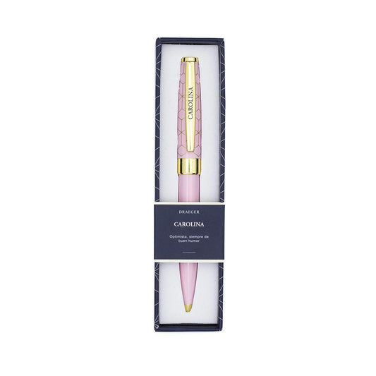 Bolígrafo CAROLINA Rosa y Dorado - DRAEGER