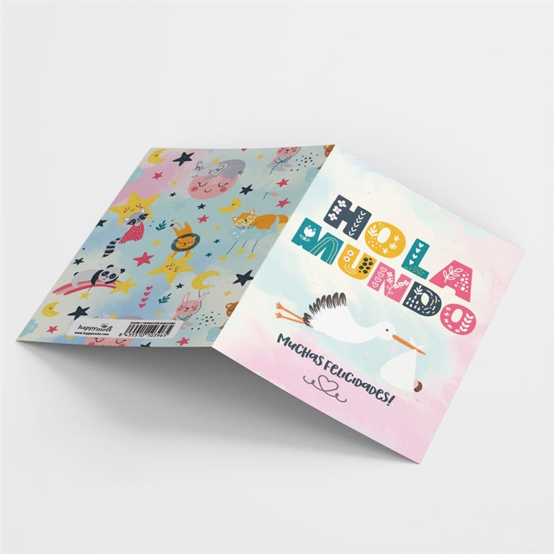 Postal - HOLA MUNDO, muchas felicidades