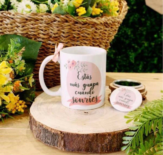 ESTÁS MÁS GUAPA CUANDO SONRÍES. TAZA+ ESPEJO - Be Love