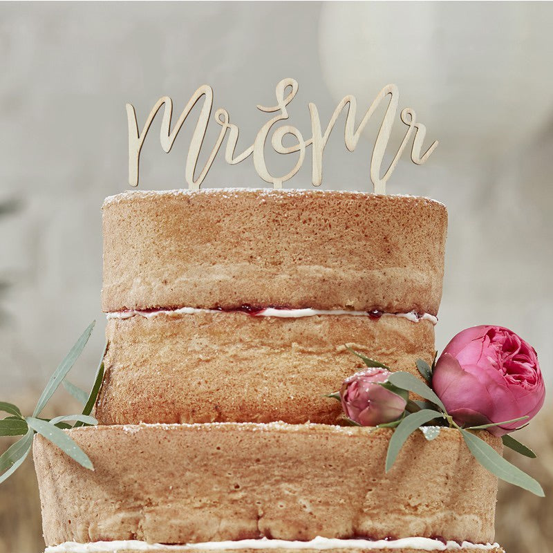 TOPPER DE MADERA PARA TARTA “MR & MR”
