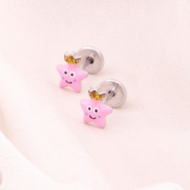 Pendientes Estrella con Corona-Plata