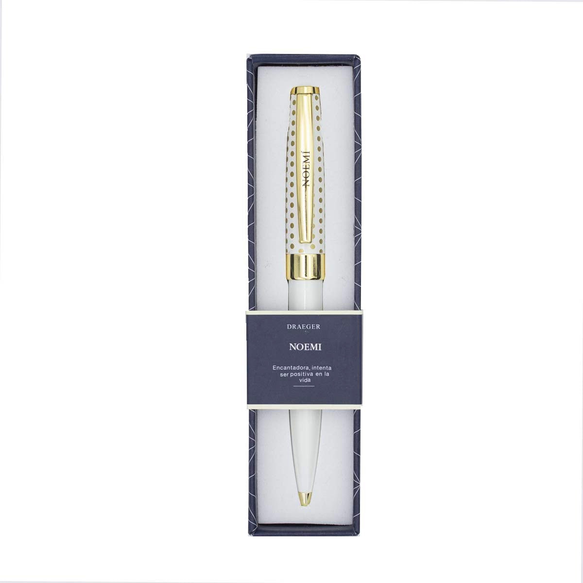 Bolígrafo NOEMÍ Blanco y Dorado- DRAEGER