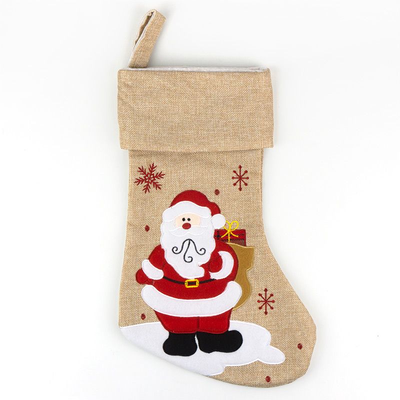 Calcetín Premium de Navidad PAPÁ NOEL (yute) - Mi Pipo