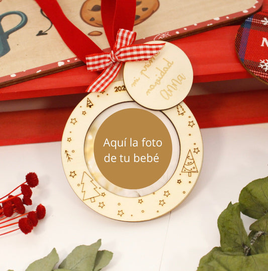 Bola de Navidad de Madera con Foto-Personalizada
