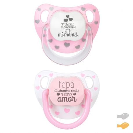 Pack 2 Chupetes PROHIBIDO ENAMORARSE/PRIMER AMOR - Mi Pipo