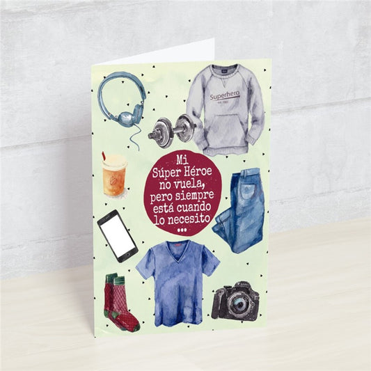 Postal Papá- Mi superhéroe no vuela, pero…