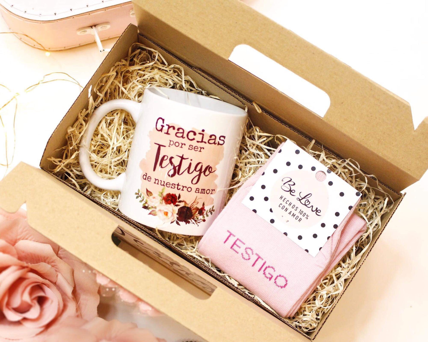 Kit TESTIGO Taza y Calcetín Rosa Be Love