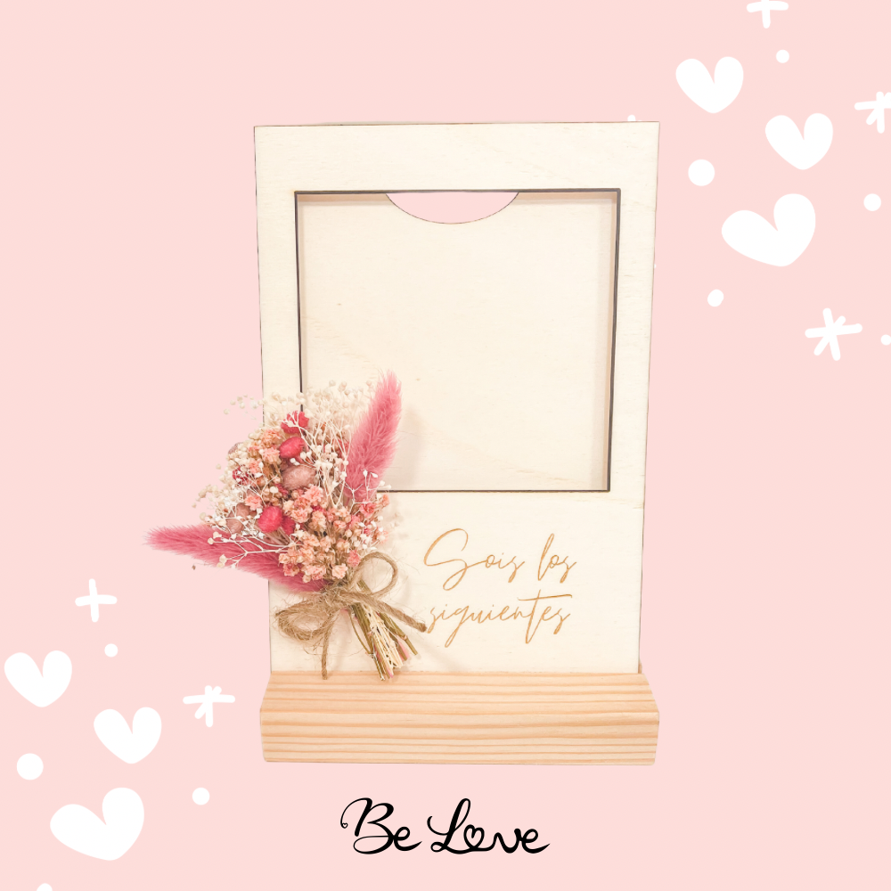 Marco de fotos Personalizable con Flor- Be Love