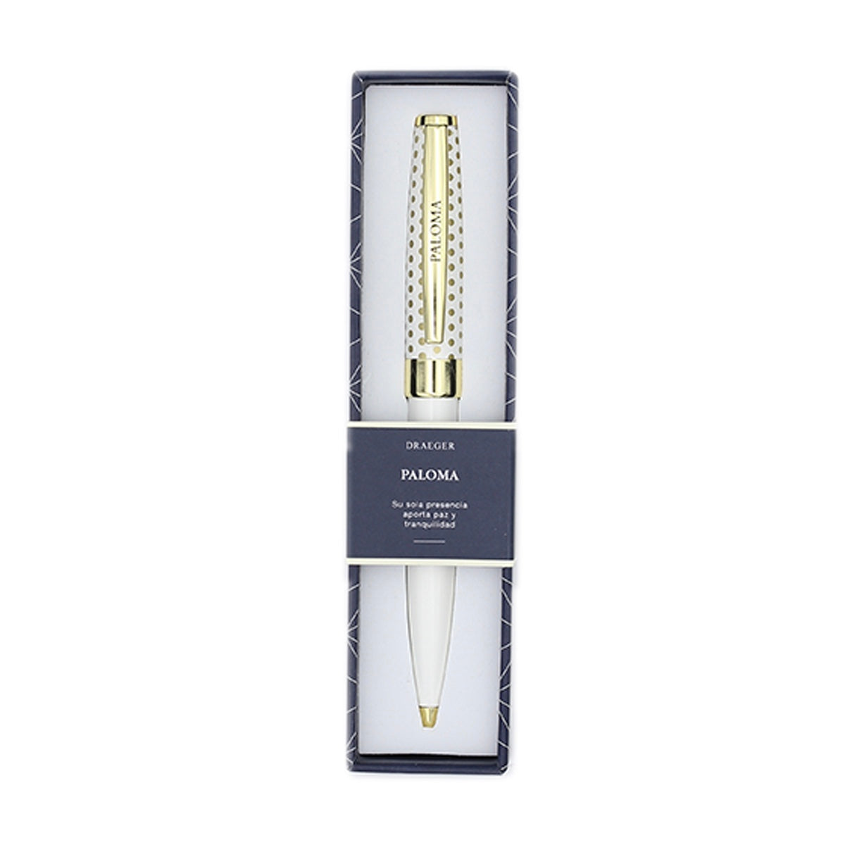 Bolígrafo PALOMA Blanco y Dorado - DRAEGER