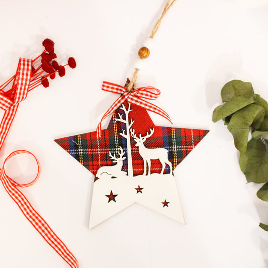 Colgante Estrella de Navidad de Madera-Personalizable