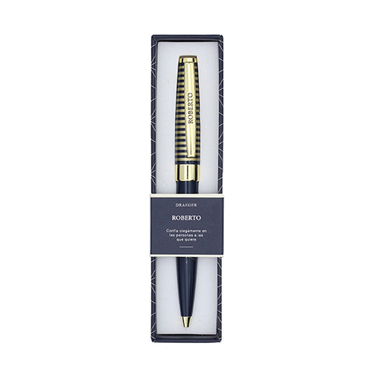 Bolígrafo ROBERTO Azul Marino y Dorado - DRAEGER