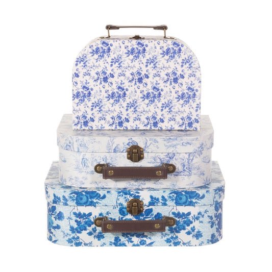 Maleta CELESTE BLUE AND WHITE FLORAL Suitcase - Sass & Belle