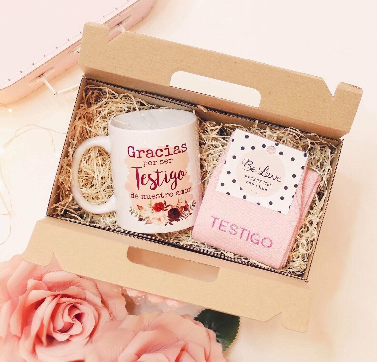 Kit TESTIGO Taza y Calcetín Rosa Be Love