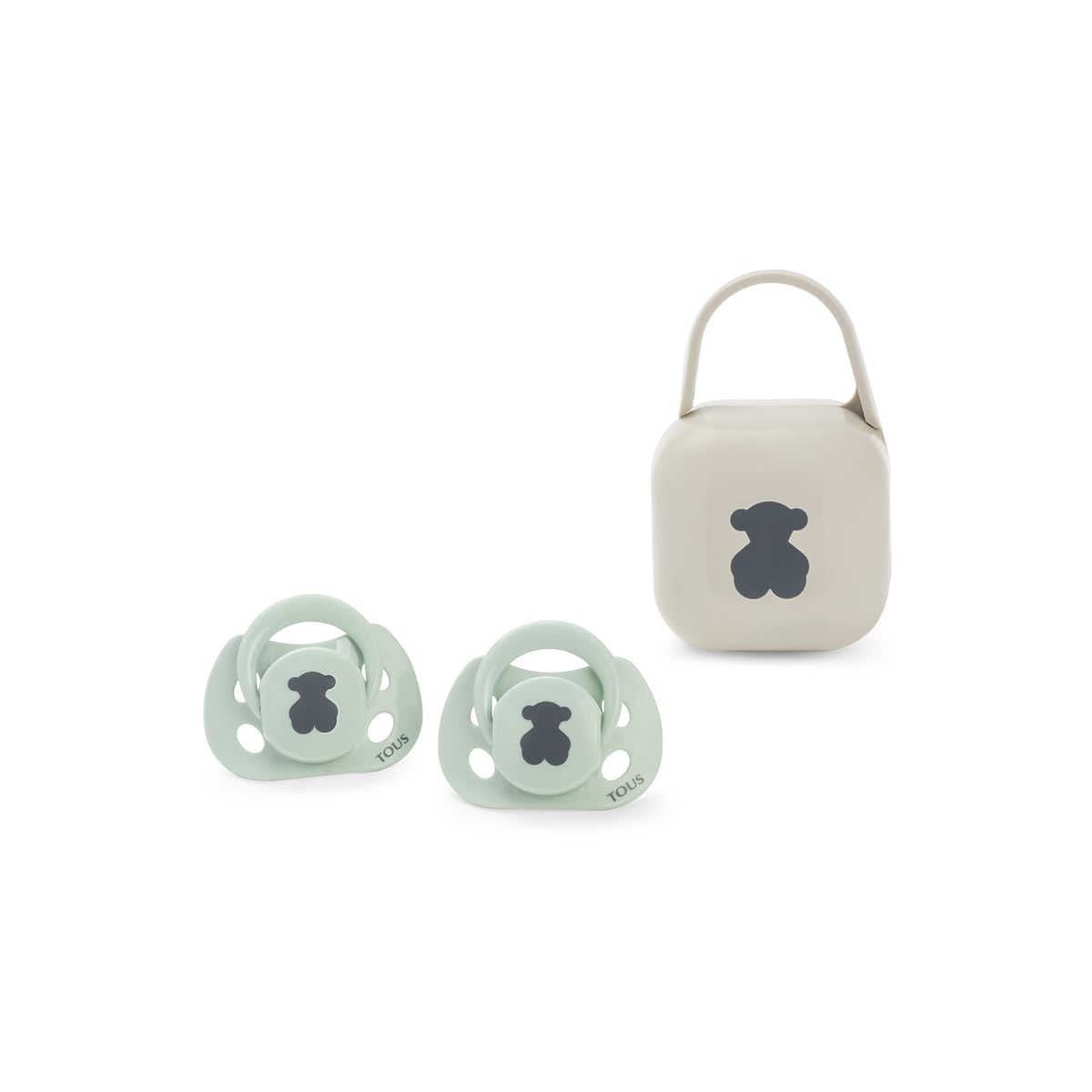 Pack de 2 Chupetes + Porta Chupete BEAR Verde - Tous Baby