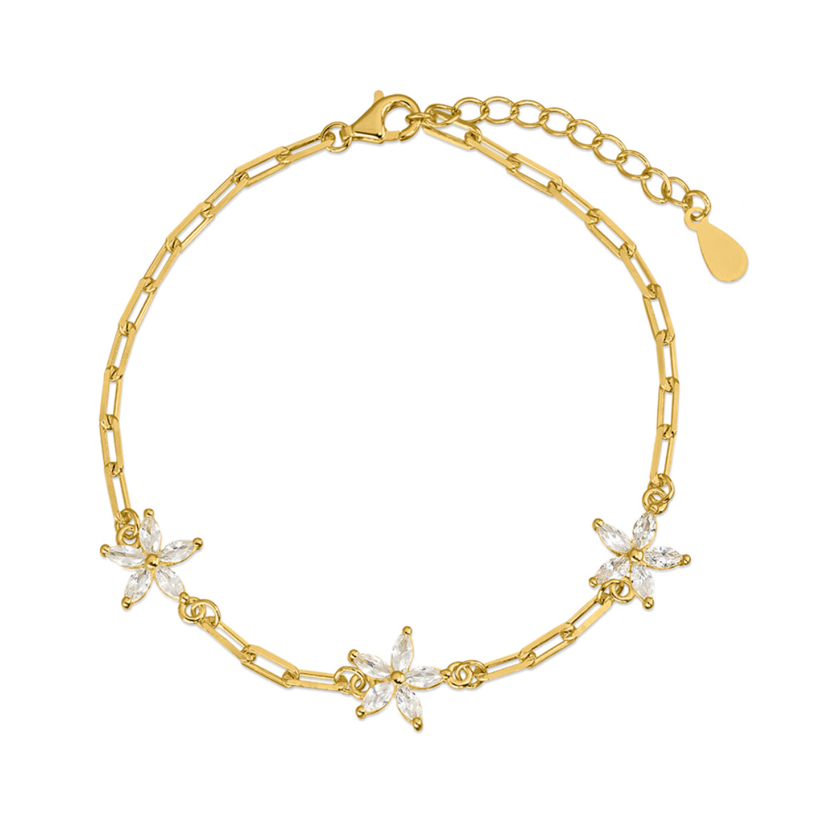 Pulsera de Plata Chapado Oro Flower Zirc