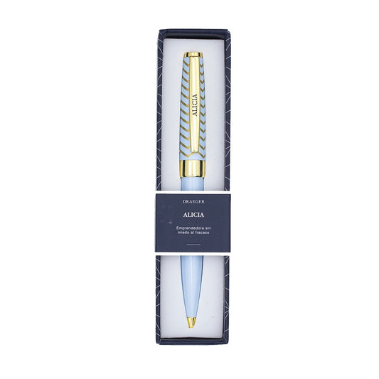Bolígrafo ALICIA Azul Pastel y Dorado - DRAEGER
