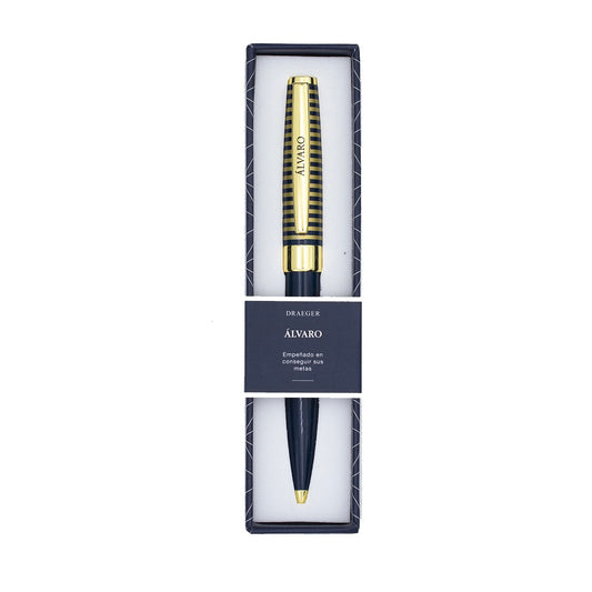 Bolígrafo ÁLVARO Azul Marino y Dorado - DRAEGER
