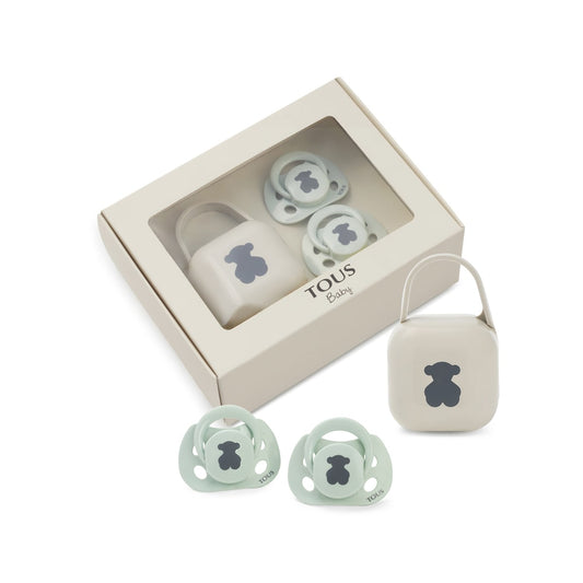 Pack de 2 Chupetes + Porta Chupete BEAR Verde - Tous Baby