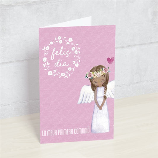 Postal - Feliç dia. Comunió (nena)