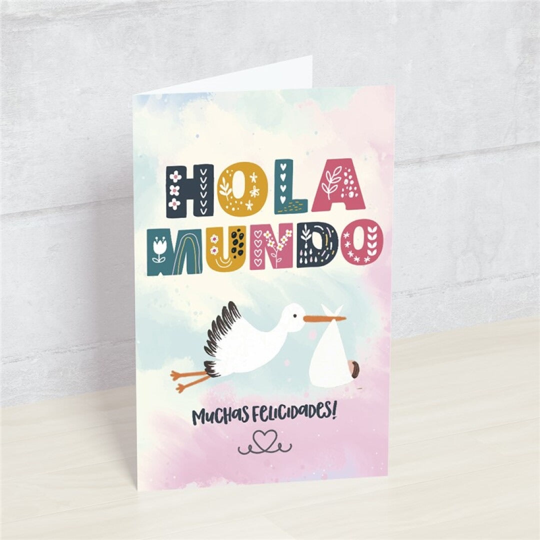 Postal - HOLA MUNDO, muchas felicidades