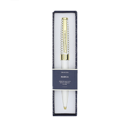 Bolígrafo MARGA Blanco y Dorado - DRAEGER