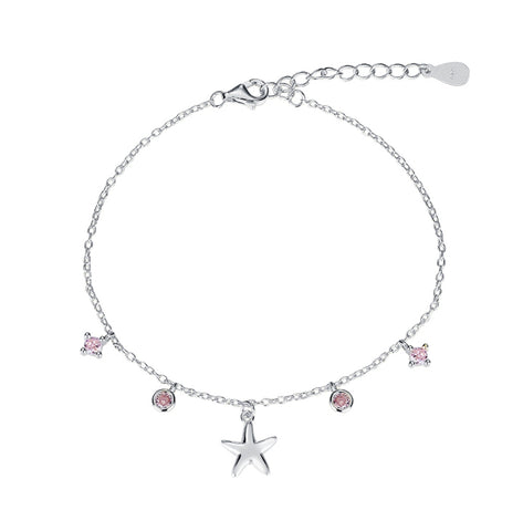 Pulsera de plata Estrella Zirc Pink