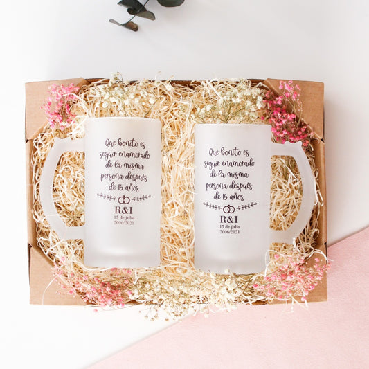 KIT PAREJA DE JARRAS ANIVERSARIO DE BODA-PERSONALIZADO