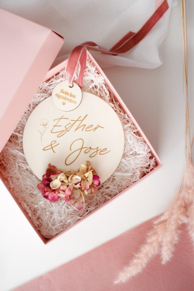 Placa de madera Sois los Siguientes Hortensia, Personalizada- Be Love
