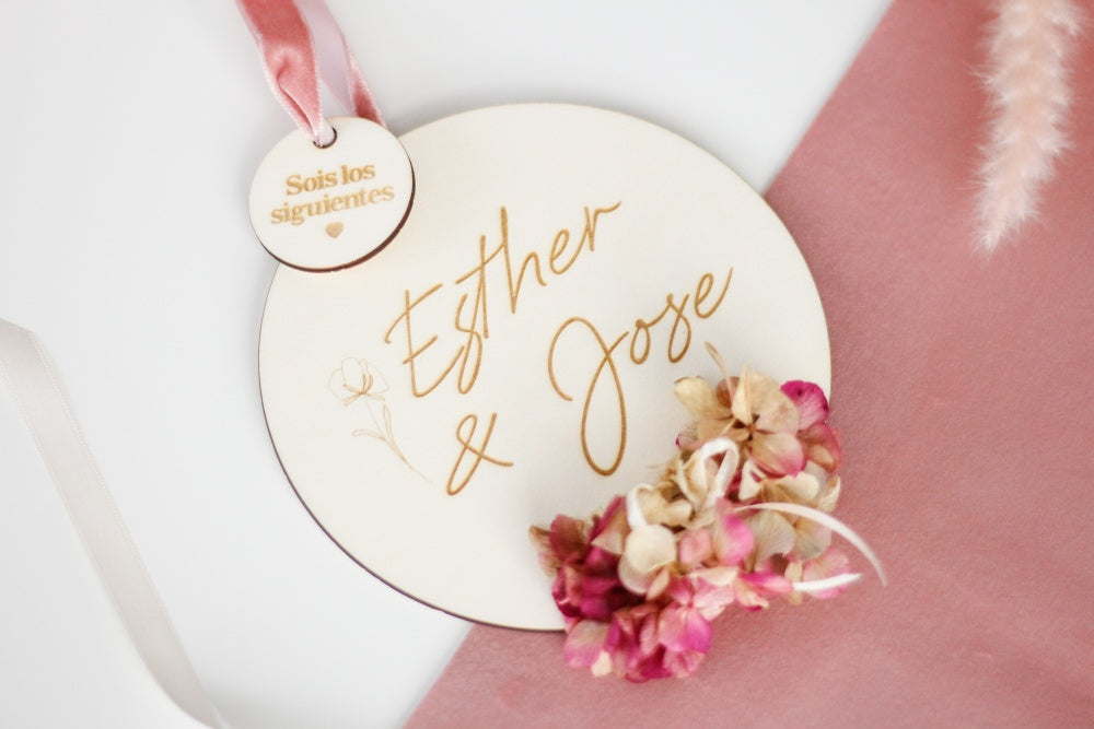 Placa de madera Sois los Siguientes Hortensia, Personalizada- Be Love
