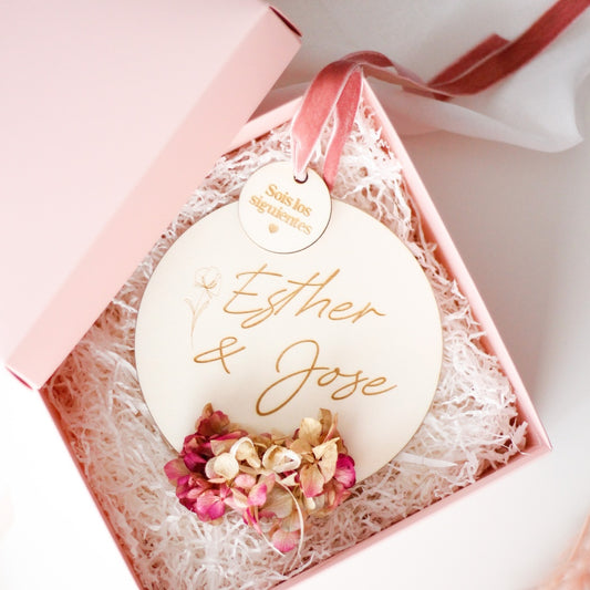 Placa de madera Sois los Siguientes Hortensia, Personalizada- Be Love