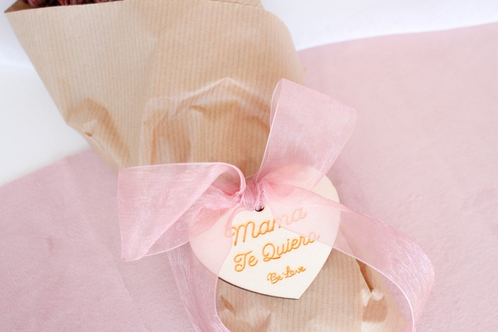 RAMO DE LAVANDA PRESERVADA ROSA -MAMÁ TE QUIERO