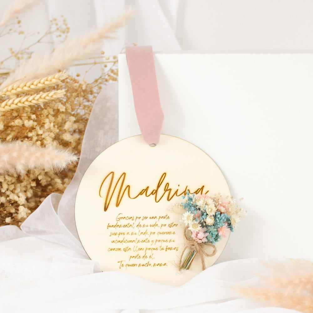 Placa Madrina-Blue&Rose
