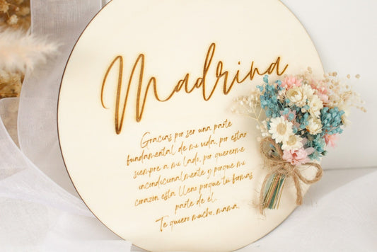 Placa Madrina-Blue&Rose
