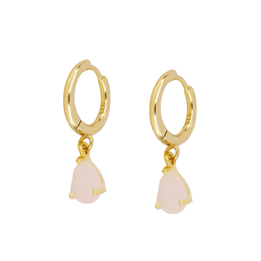 Pendientes Piedra Calcedonia- Plata Chapado Oro