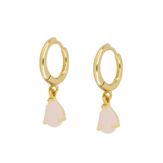 Pendientes Piedra Calcedonia- Plata Chapado Oro