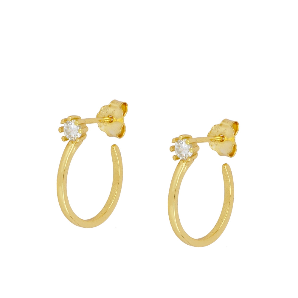 Pendientes Aro y Circonita. Plata y Plata Chapado Oro
