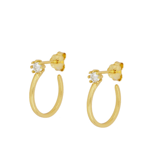 Pendientes Aro y Circonita. Plata y Plata Chapado Oro