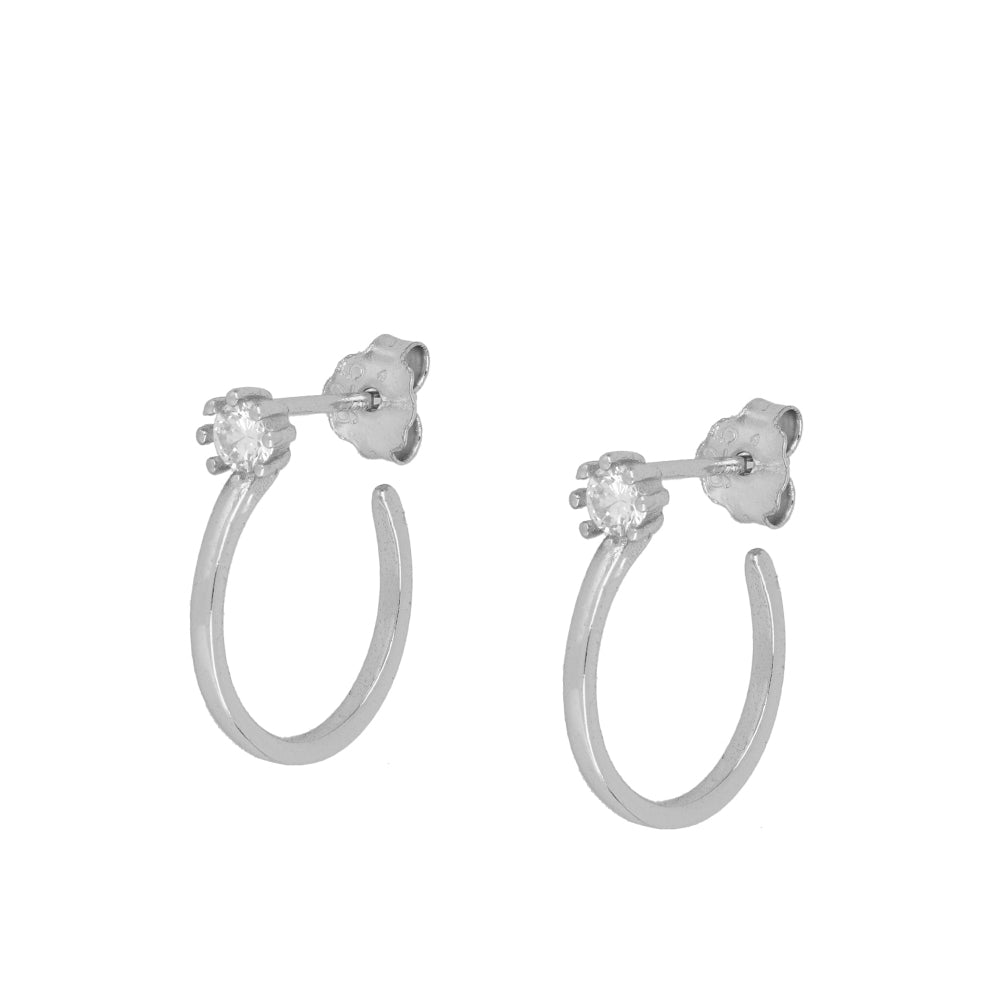 Pendientes Aro y Circonita. Plata y Plata Chapado Oro