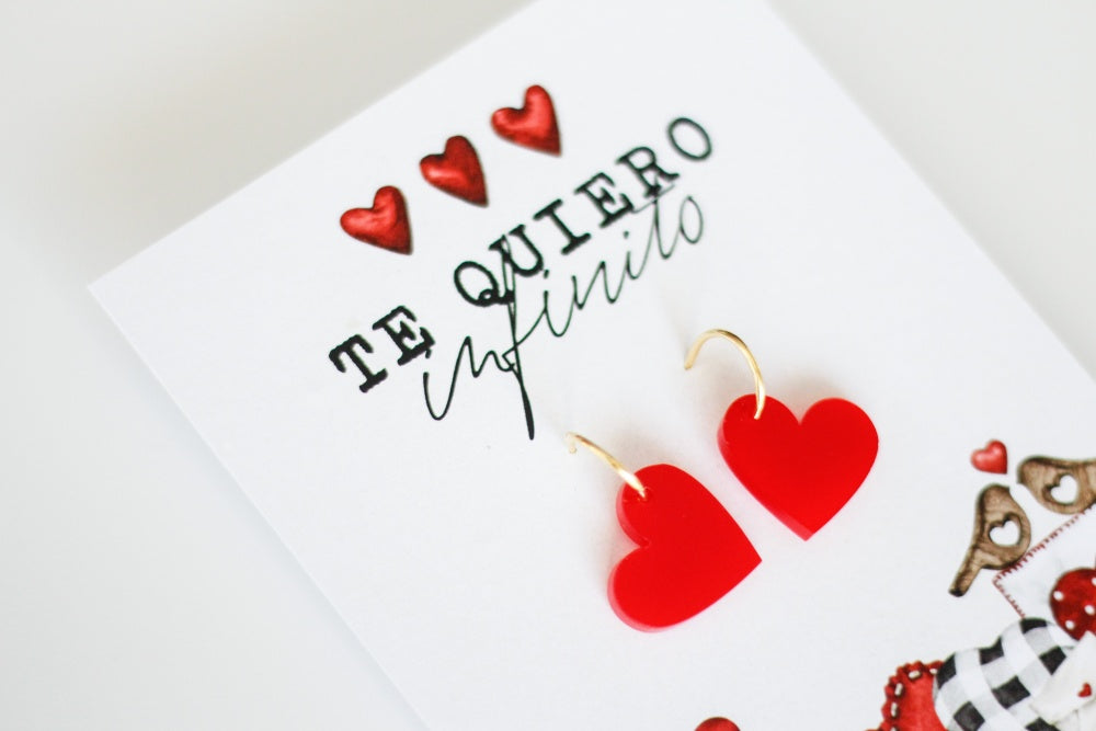 Pendientes Corazones Rojos, Te quiero Infinito- Be Love