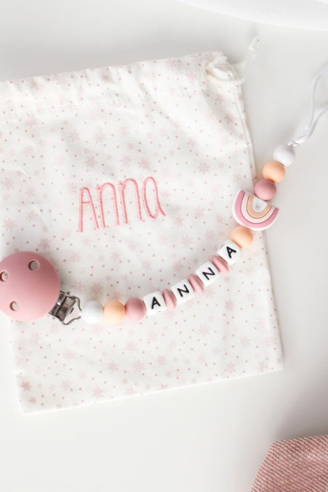 Chupetero PERSONALIZADO de Silicona ARCOÍRIS BLUSH - Mi Pipo