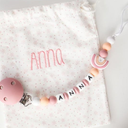 Chupetero PERSONALIZADO de Silicona ARCOÍRIS BLUSH - Mi Pipo