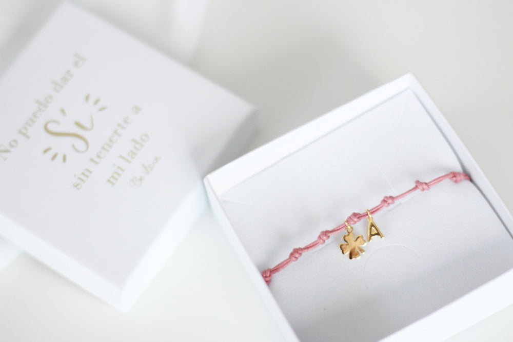 Pulsera "Que SUERTE tenerte" Inicial Plata-Be Love