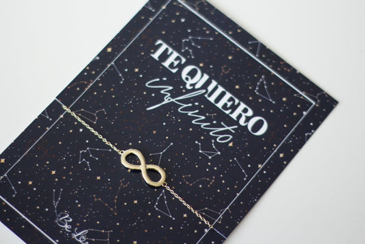 Pulsera TE QUIERO infinito, Plata Chapado Oro- Be Love