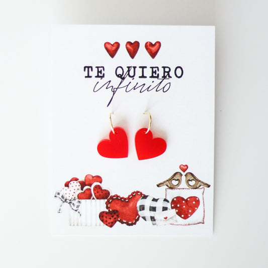 Pendientes Corazones Rojos, Te quiero Infinito- Be Love