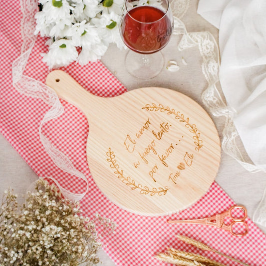 TABLA DE MADERA COCINA-PERSONALIZADA- EL AMOR A FUEGO LENTO...