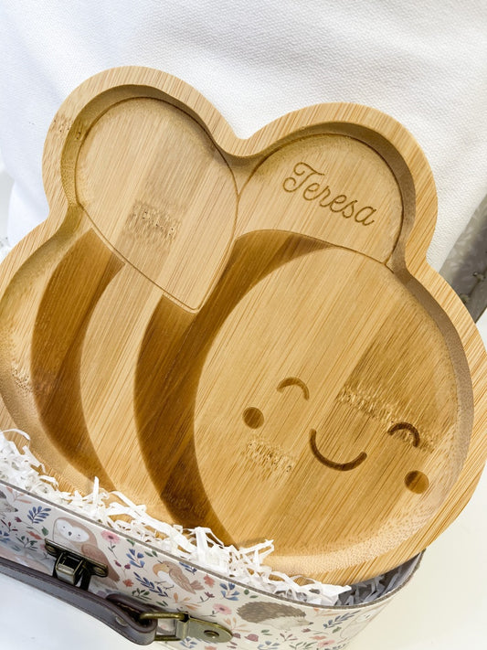 Plato de Bambú ABEJITA PERSONALIZABLE- Sass & Belle